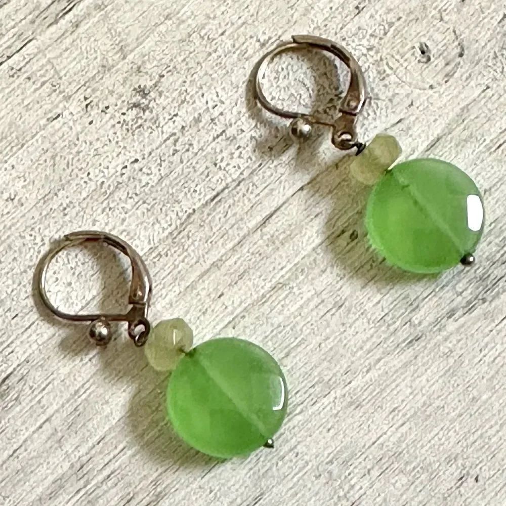 Small green drop earrings